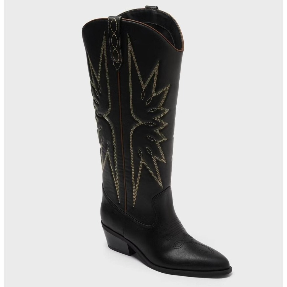 Black Western Cowboy Tall Boots Universal Thread Lissie Size 7